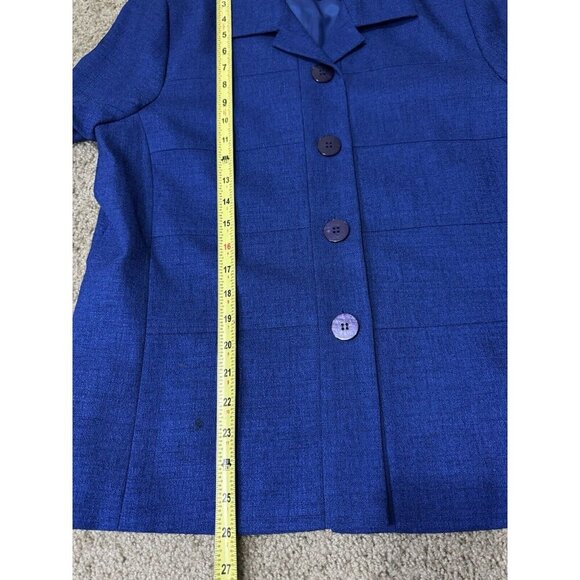 HENRY LEE Vintage Blazer Skirt Suit Set Cobalt Blue Sz Petite 12 Office READ - Picture 13 of 16